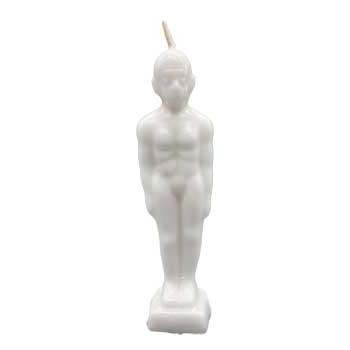6 3/4" white man-shaped candle for spiritual cleansing and new beginnings