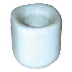 White ceramic chime holder, 1/2" diameter, for altar and home use.