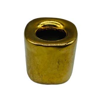 Gold ceramic candle holder for 1/2 inch chime candles with a shiny finish