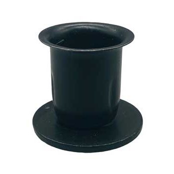 Matte black button taper candle holder, 1 1/4" tall.