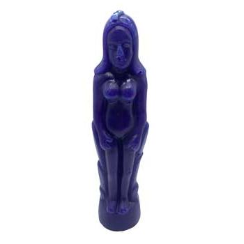 Blue female candle 7", molded to represent a naked woman, symbolizes freedom, intuition, and imagination.