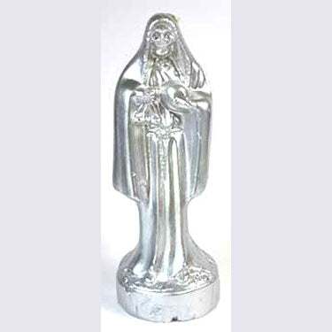 10-inch silver Holy Death candle for spiritual protection and healing rituals
