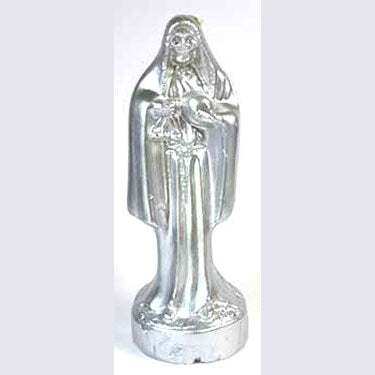 10-inch silver Holy Death candle for spiritual protection and healing rituals