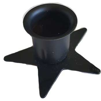 Pentagram taper candle holder in sleek black, enhancing mystic charm.