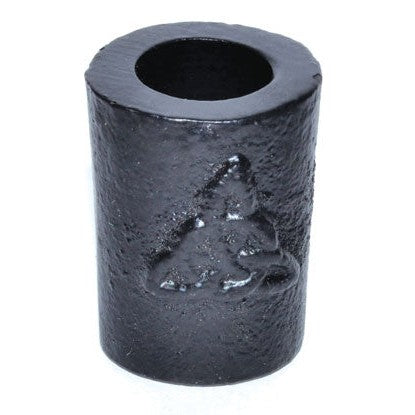1 1/4 inch black cast iron chime candle holder with embossed Triquetra design