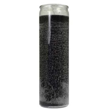 Black 7-day jar candle for protection and balance rituals.