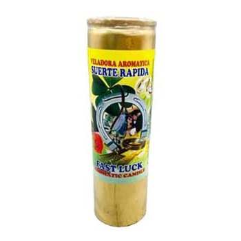 Fast Luck Gold Suerte Rapida aromatic jar candle with gold color and spiritual energy properties