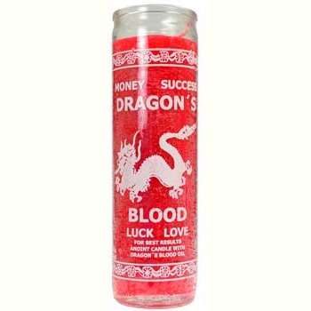 Blood 7 Day jar candle in clear glass with single wick for spiritual energy and protection