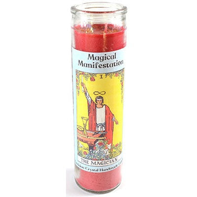 Magical Manifestation aromatic jar candle with Envision Crystal for spiritual rituals.