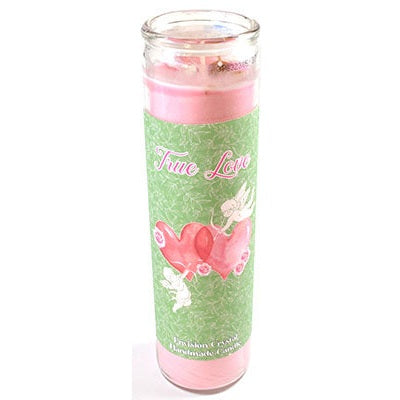 True Love aromatic jar candle with rose scent, handmade and all-natural, for romance and energy work.