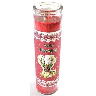 Yule Blessing aromatic jar candle with mistletoe for cozy celebrations.