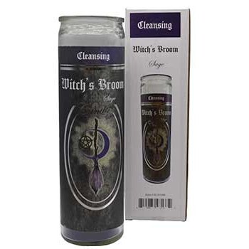 90 hour burn Witch's Broom Sage jar candle for cleansing and spiritual purification with decorative packaging