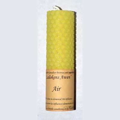4 1/4 inch yellow beeswax Air Lailokens Awen candle for elemental air energy and spiritual rituals