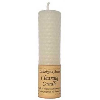 4 1/4" Lailokens Awen clearing candle made of Canadian beeswax for cleansing negative energy and spiritual protection