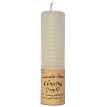 4 1/4" Clearing candle by Lailokens Awen made of Canadian beeswax for cleansing negative energy and spiritual protection