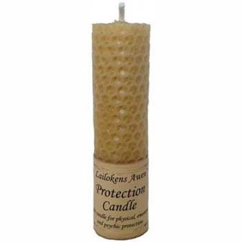 4 1/4" Protection Lailokens Awen beeswax candle for physical, emotional, and psychic protection made in Canada