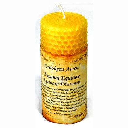 4-inch gold beeswax Autumn Equinox Altar Candle for spiritual balance and empath protection rituals