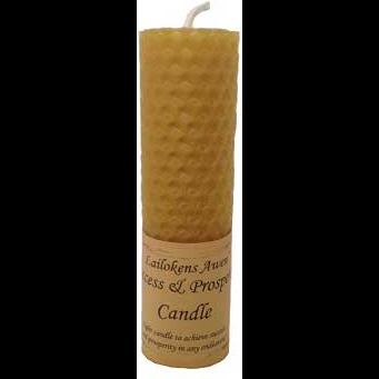 4 1/4 inch beeswax candle for success and prosperity with natural essential oils