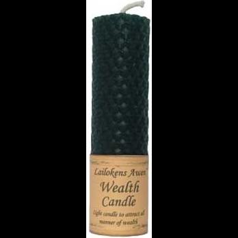 4 1/4" Wealth Lailokens Awen candle to attract wealth, used in rituals and spiritual practices.