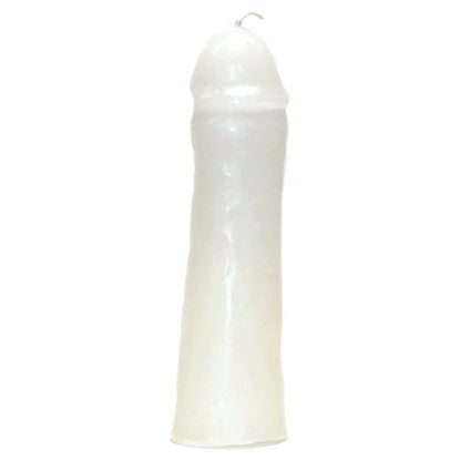 6 1/2" white male gender candle sculpted for sexual attraction and passion spells.
