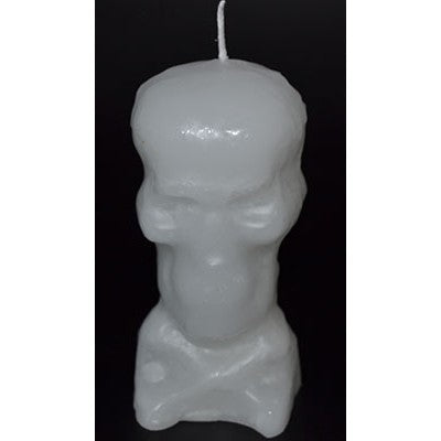 White Skull with Crossbones Candle, 5"