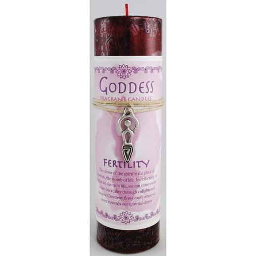 Fertility Pillar Candle with Goddess Necklace, 6-inch, handmade for rituals.
