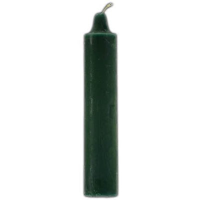 9" green taper pillar candle for prosperity and spiritual rituals