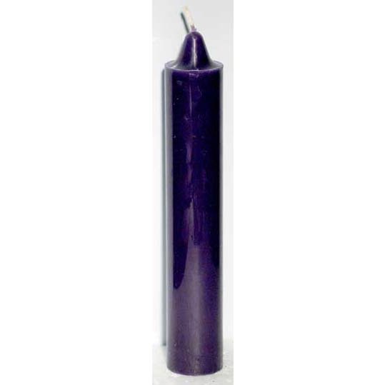 9" purple pillar candle for magic and spiritual practices.