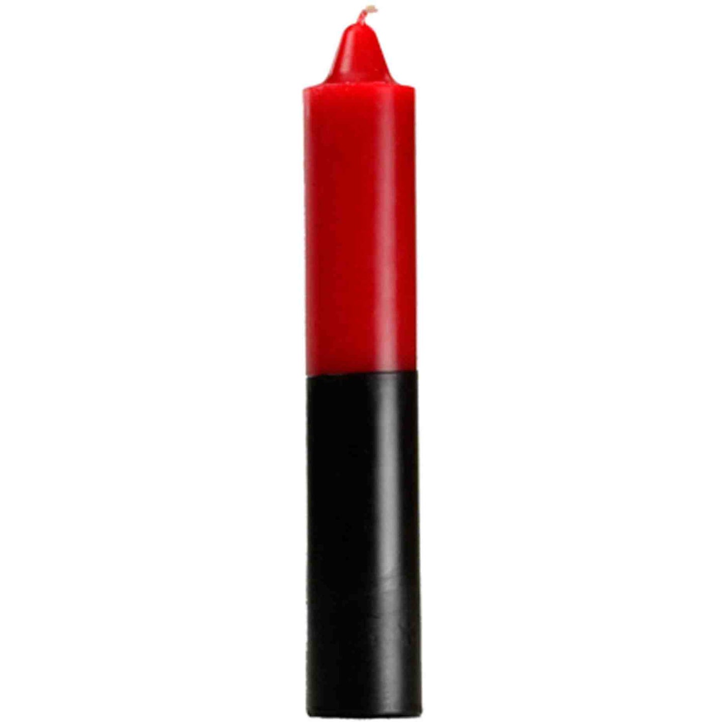 9-inch red and black pillar candle for reversing magic rituals