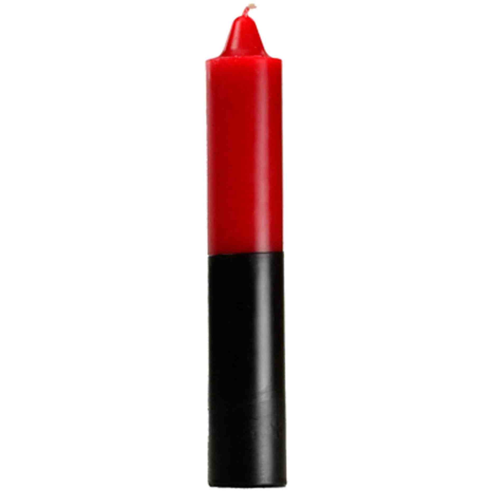 9-inch red and black solid pillar candle for ritual and metaphysical use