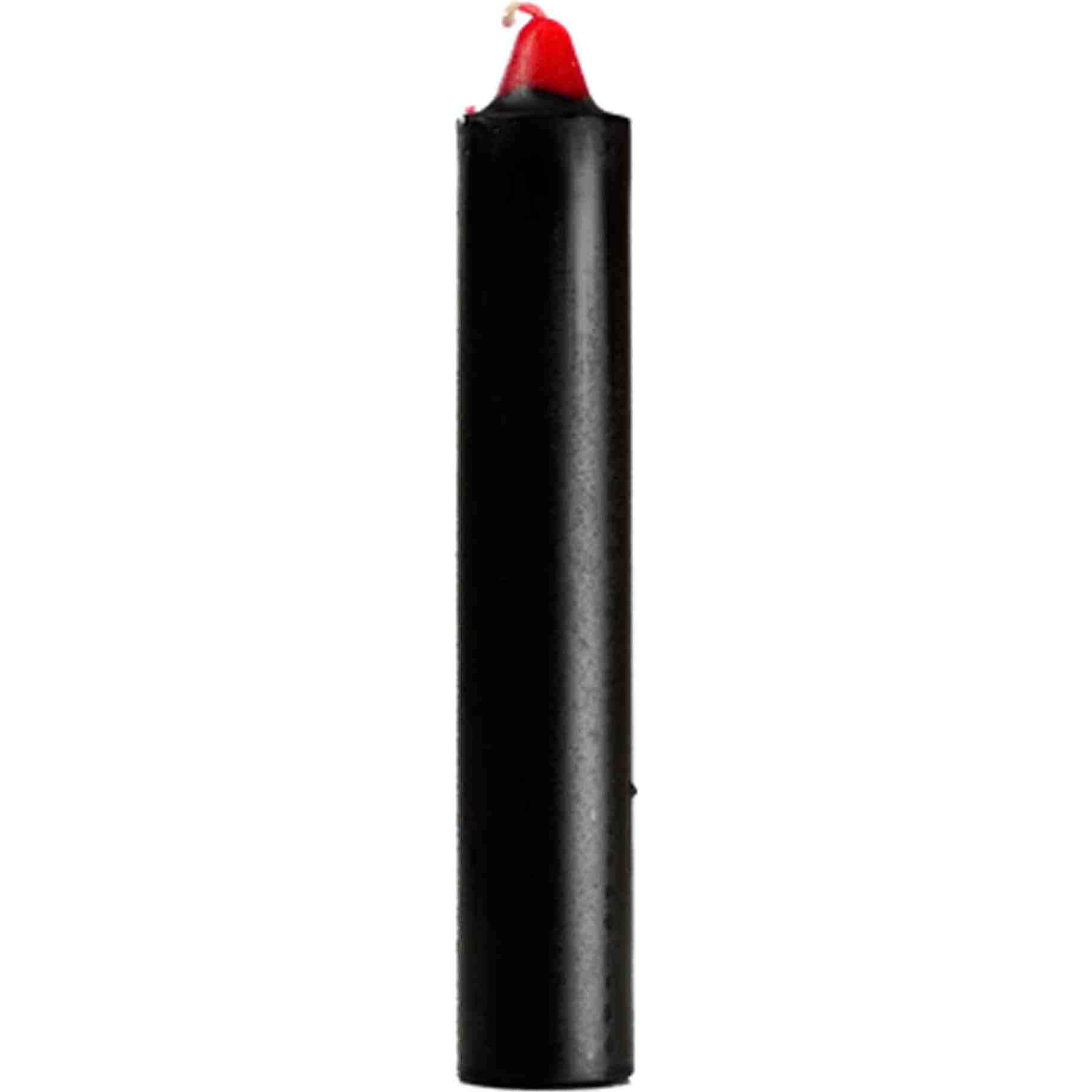 9" reversible pillar candle with red and black wax for ritual use and reversing magic.
