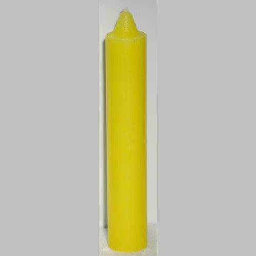 9-inch tall yellow pillar candle shaped like a taper for spiritual and metaphysical use