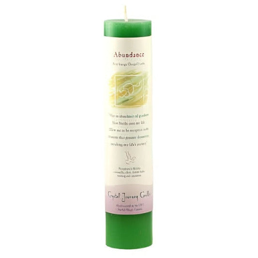 Abundance Reiki Charged Pillar Candle for prosperity and spiritual practices.