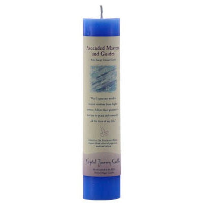 Ascended master and Guides Reiki charged blue pillar candle for spiritual rituals and energy work