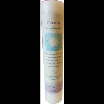 Cleansing Reiki Charged pillar candle for ritual space purification.