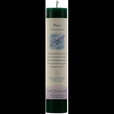 Peace Reiki Charged pillar candle, handcrafted, enhances energy work, essential oils.