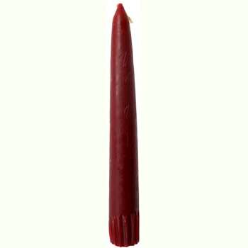 Red ritual candle, charged and inscribed with Theban script, 7 inches tall.