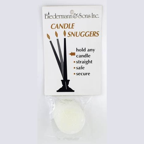 Candle snugger packaging showing features such as holding candles straight and secure.