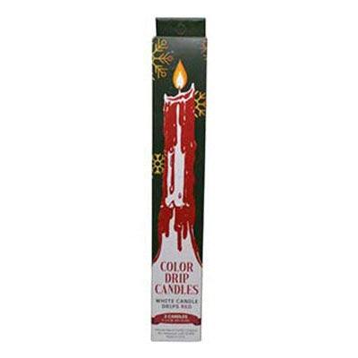 Red Drip Candles, Set of 2, 9 1/2 Inches
