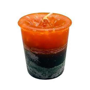 Green Forest & Cedar votive candle with earthy forest scent for meditation and rituals