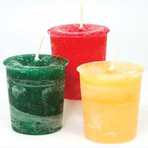 Dark green Peace Herbal votive candle infused with Reiki healing energies for serenity and spiritual balance.