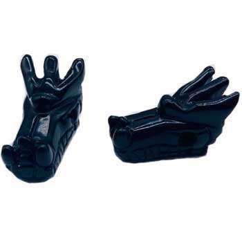 set of 2 1 3/4" Dragon's Head Obsidian, Black