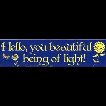 Hello, You Beautiful Being of Light bumper sticker