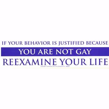 If your Behavior is Justified because You Are Not Gay Reexamine Your Life