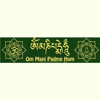 Om Mani Padme Hum bumper sticker with Tibetan script design.