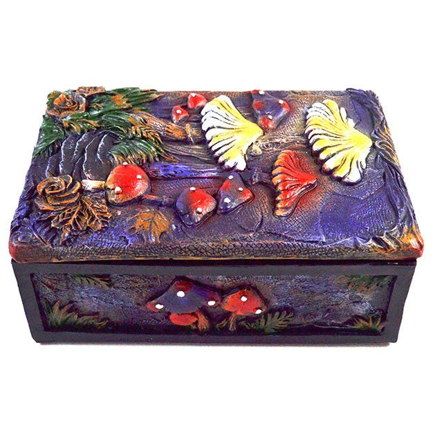 Mushroom Garden Resin Box, 3 3/4" x 5 1/2"