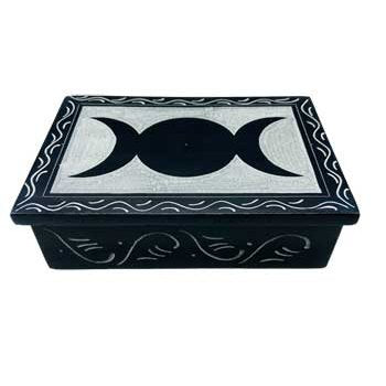 4" x 6" Triple Moon soapstone box