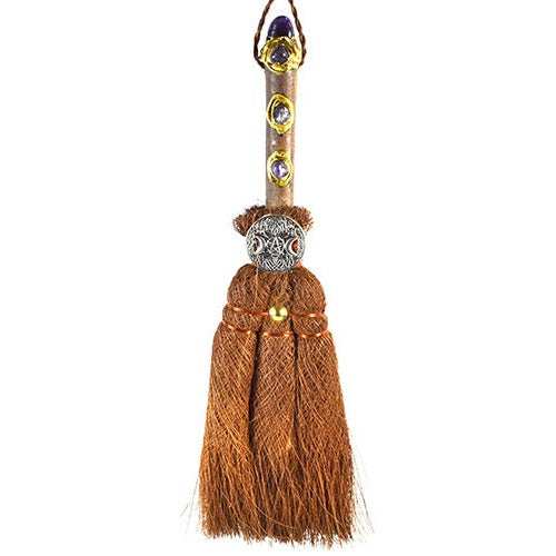 Triple Moon Crystal Broom, 12 Inches