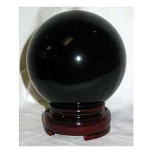 3-inch Black Gazing Ball with crystal quartz for spiritual protection and scrying