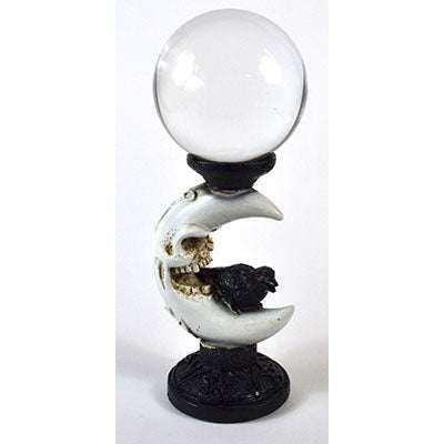 Clear Gazing Ball with Crescent Moon, Set of 2, 80mm